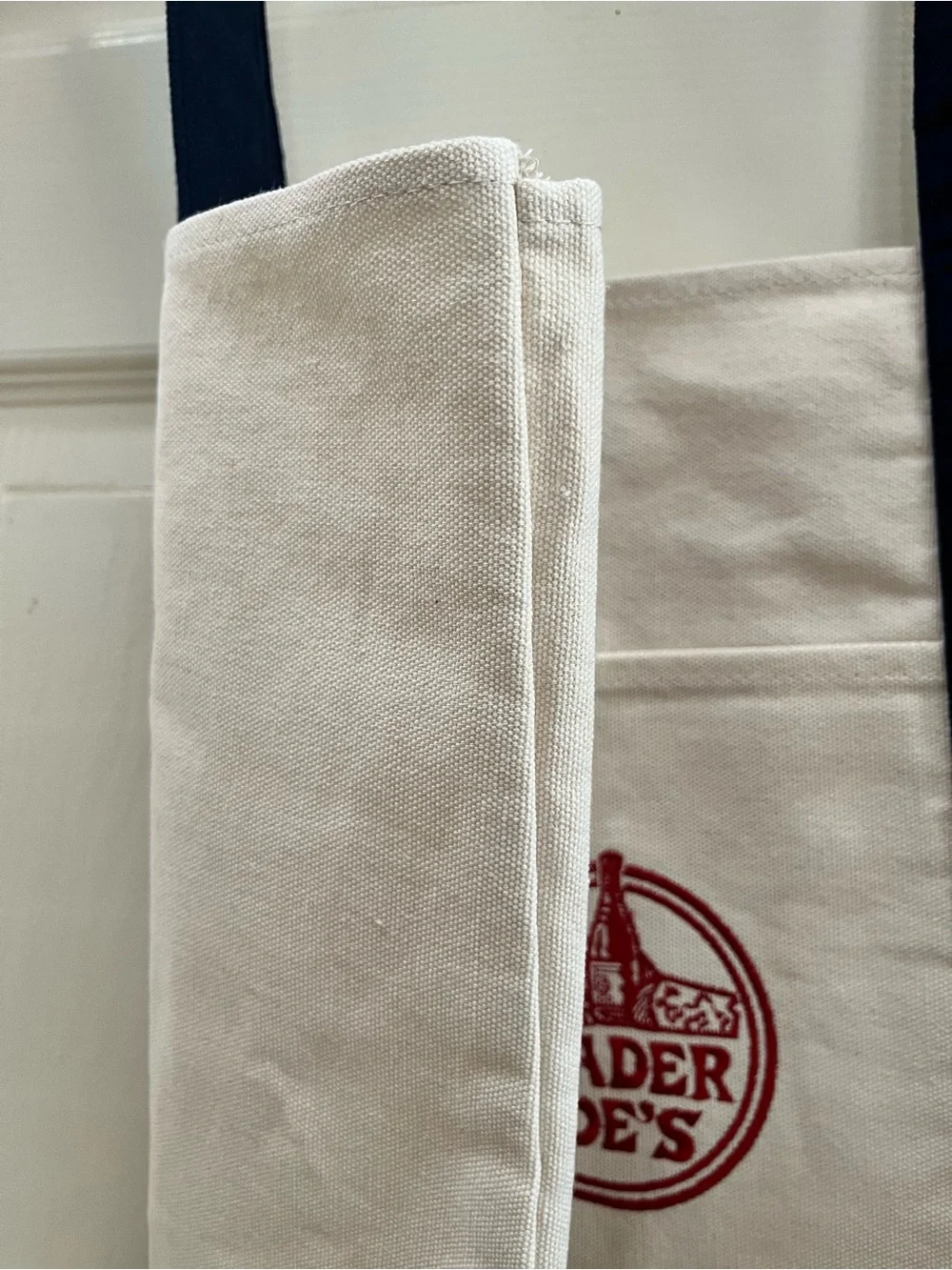 Navy & White/Cream Canvas Reusable Tote/Market Bag